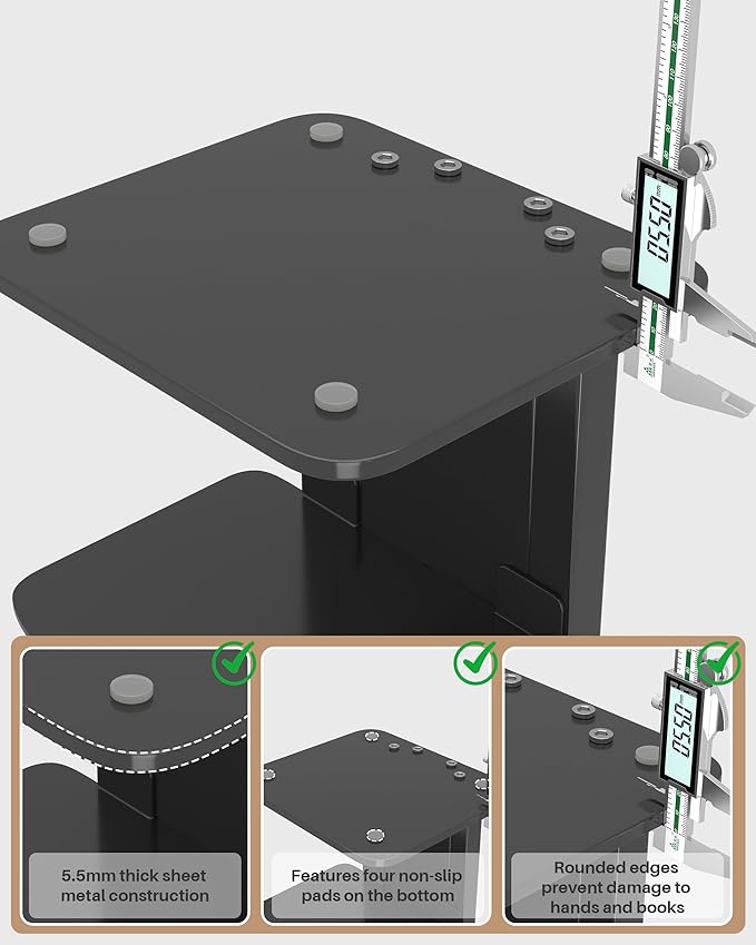 UMDONX Desktop Bookshelf Organizer Large Capacity Standing Desk Storage Rack for Books, Notebooks, Office Supplies & Decor – Easy to Assemble Space-Saving Book Organizer for Home & Office Black