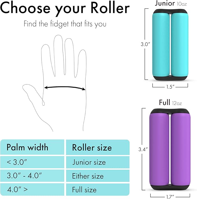 ONO Roller - Handheld Fidget Toy for Adults | Help Relieve Stress, Anxiety, Tension | Promotes Focus, Clarity | Compact, Portable Design (Junior Size/ABS Plastic, Glow in The Dark)