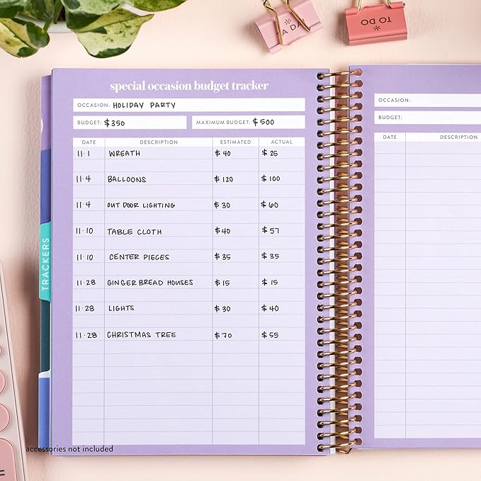 Erin Condren Coiled Budget Planner, A5 Finance Organizer with Monthly Layouts, Tabbed Sections, Savings and Expense Trackers, Debt Management Budget Book, Stickers, and Goal Planning Pages