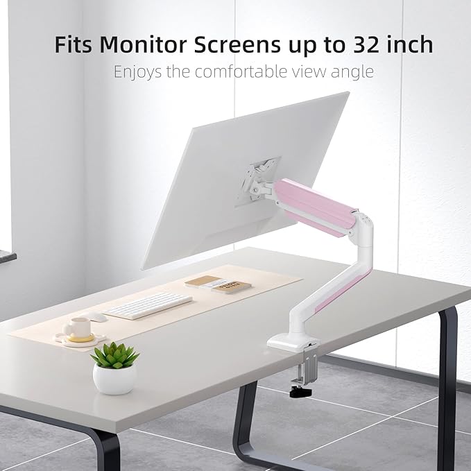 suptek Monitor Mount Stand, Single Gas Spring Monitor Arm Desk Mount Fits 13-32 Inch inch Monitors Weight Capacity up to 9 kg(MD01AWP)