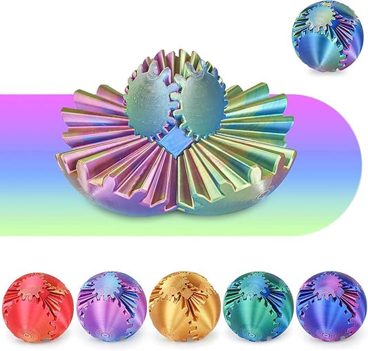 Gear Ball 3D Printed Cube Fidget Toy,Gear Sphere Fidget Toys,Sensory Toys for Stress and Anxiety Relief, Desk Toy Fidget Spinners,Stocking Stuffers for Adults & Kids Gift (Blue Green Purple, 2.3 Inch)