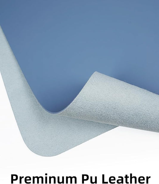 AFIING Leather Desk Pad Protector, Mouse Pad, Office Desk Mat, Non-Slip PU Leather Desk Blotter, Large Desk Mat, Waterproof Keyboard Mat for Office/Home/Decor (Grey Blue, 48" x 17")