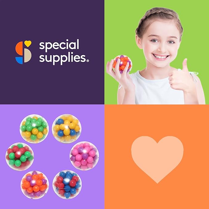 Special Supplies Sensory Squishy Stress Balls, Squeeze, Color Sensory Toy - Relieve Tension, Stress - Home, Travel and Office Use - Fun for Kids and Adults (6 Pack-Style#1)