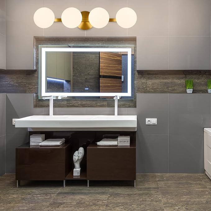 Bathroom Vanity Light Fixtures, Modern 4 Lights Globe Wall Sconce Lighting Aged Brass, Porch Wall Mount Light Fixture for Bathroom, Mirror Cabinets Hallway Stairs (Aged Brass, 4-Light)