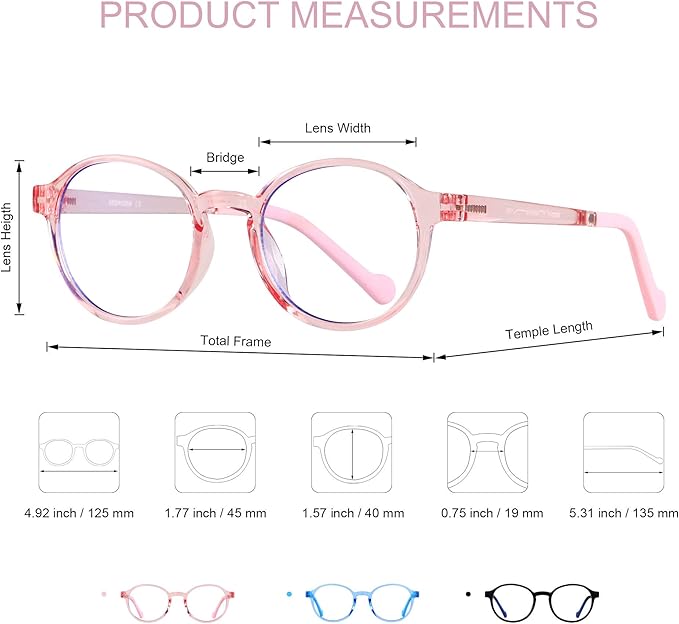 ANDWOOD Blue Light Glasses Kids Girls Boys Computer Gaming Anti Blue Ray Polarized sunglasses Age3-12