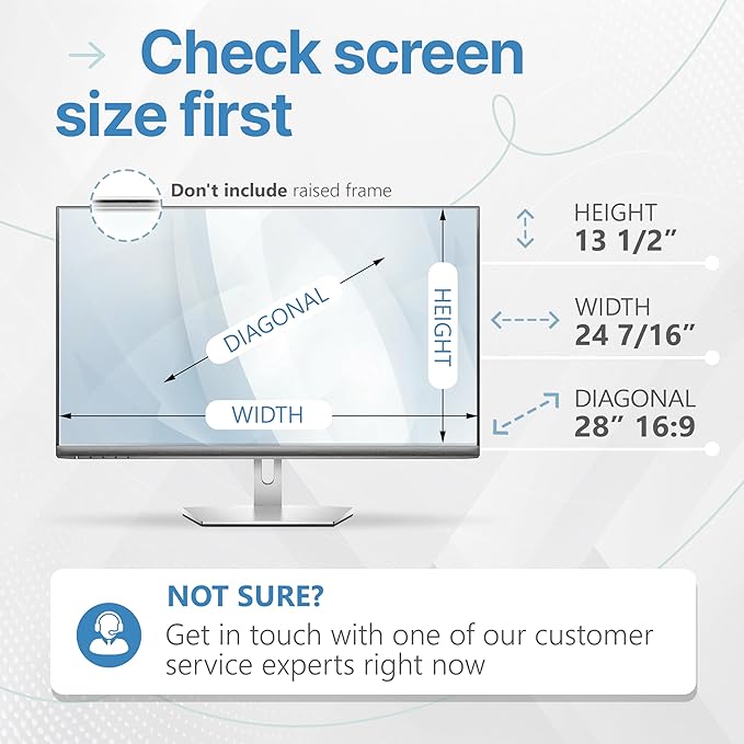 VINTEZ 28 Inch 16:9 Privacy Screen for Computer Monitor and Laptop - Anti Glare Protector Film Blue Light Filter Eye Protection - Computer Screen Privacy Shield, [1 Pack]