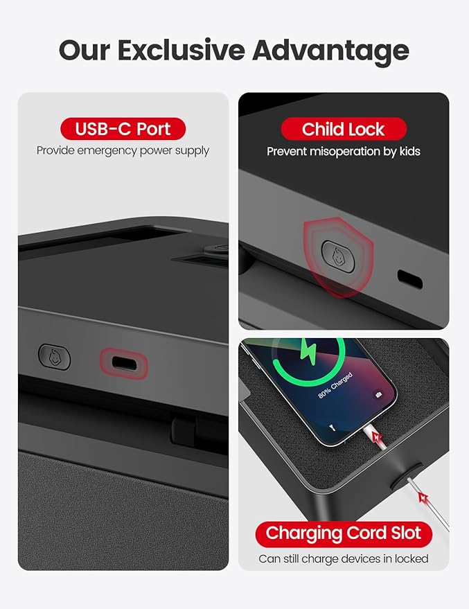 Vaydeer Metal Timed Lock Box, Phone Lockbox with Timer, iPad Safe Container, Self-Control Locker with USB-C Charge,Electronic Device Time Release Jail for Cellphone/Tablet/Medicine/Snack/Alcohol-Large