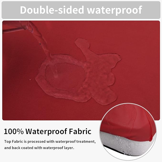 Easy-Going 100% Waterproof Chair Sofa Seat Cushion Slipcovers Couch Cushion Cover Stretch Furniture Protector for Kids, Pets (2-Piece Loveseat Cushion, Christmas Red)