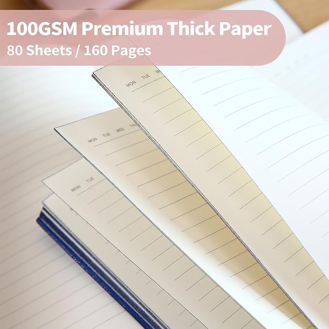 Lined Journal Notebook for Women A5 Softcover PU Leather Journals for Writing, 160 Pages Daily Journaling, College Ruled Notebooks for Work School, Business 6.38'' X 8.28'' Off White