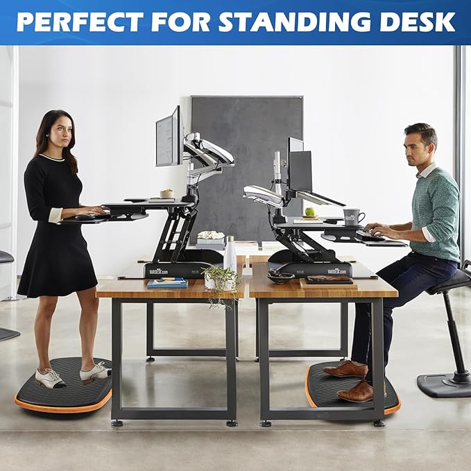 Office Standing Desk Anti Fatigue Mat Wooden Wobble Balance Board Stability Rocker Ergonomically Engineered for Stand Up Desks Desk Riser Workstation
