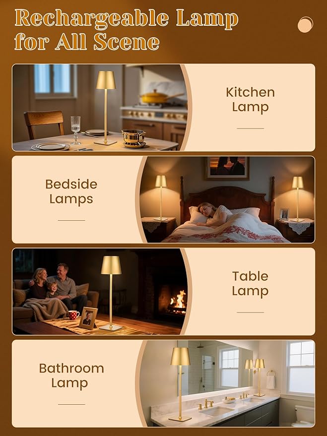 Cordless Table Lamps Set of 2,6000mAh Battery Operated Lamp,Dimmable+3 Colors Rechargeable Lamps Cordless Lamp,Portable & Wireless Table Light for Kitchen/Bedroom/Bathroom/Living Room/Outdoor