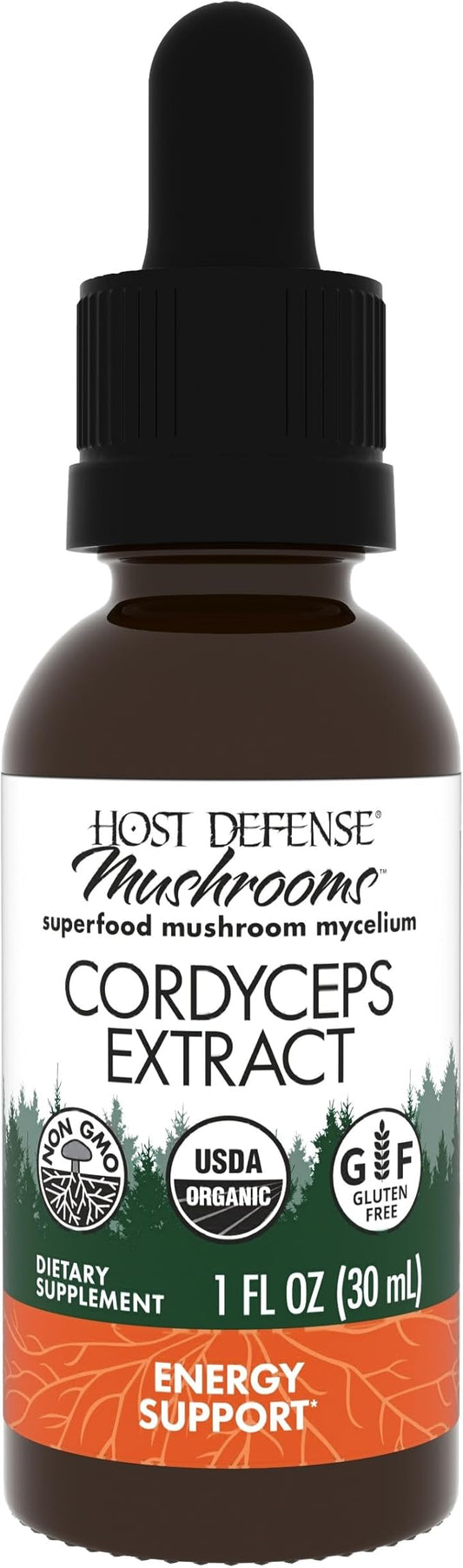 Host Defense Cordyceps Extract - Immune & Energy Support Supplement - Kidney Health Supplement with Cordyceps - Fitness Support to Aid Oxygen Uptake - 1 fl oz (30 Servings)*