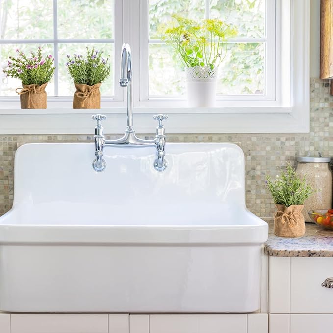 Velener Babys Breath Artificial Flowers in Small Burlap Bag Vases 3Pcs -Gypsophila Faux Flowers Farmhouse Home Coffee Table Bookshelf Office Desk Decorations Kitchen Dining Room Fake Plants Indoor