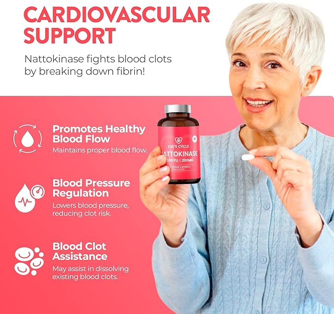 Eve's Cycle Nattokinase Supplement 4000 FU - 270 Vegan Natto Capsules - Premium Japanese Enzyme, Natural Blood Thinner, Organic, No Stearates, Non-GMO, Made in USA