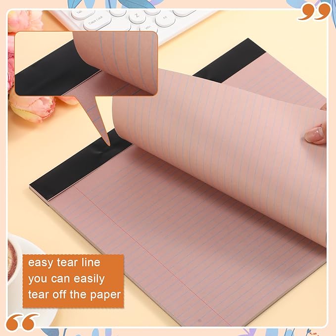 Lincia 12 Pcs 11" x 9.5" Legal Pads College Ruled Notepad Landscape Notebook Horizontal Lined Notebook 80 Gsm Assorted Colors Paper Pastel Writing Pads for School Office, 40 Sheet (Pastel Colors)