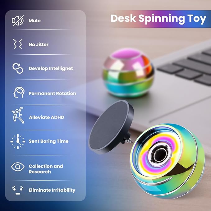 Fidget Spinner Desktop Toys - Kinetic Spinning Ball for Anxiety & ADHD Relief, Optical Illusion Fidget Toys for Adults, Kids, Parents & Friends, Ideal Gift Metal Fidgets for Office & Home