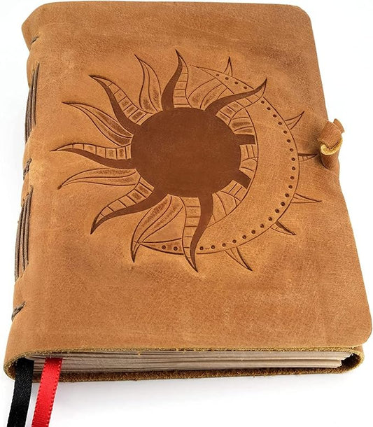 Vintage Leather Journal with Lush Vintage Deckle Paper (5x7 in, Blank) - Spell Book of Shadows - Grimoire Journal - Fantasy Medieval Gifts - Sketchbook - Antique Scrapbook