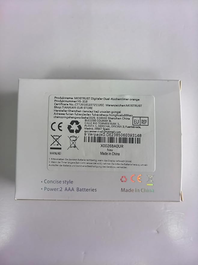 Digital Dual Kitchen Timer, 3 Channels Countdown Triple Timer for Cooking, Magnetic Memory-Preset Large Display Adjustable Alarm Volume, Multi Times Management, 3A Battery Included, Orange