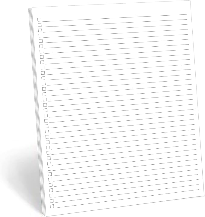 321Done Checklist To Do List Notepad - 50 Sheets (8.5" x 11") To-Do Checklist Tear Off Planning Pad, Large Letter Size - Made in the USA - Plain Gray