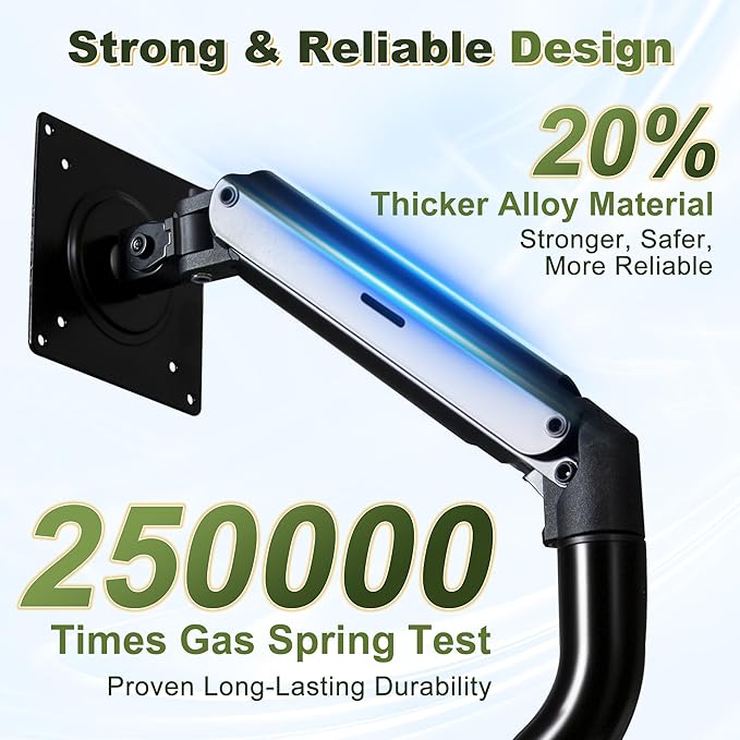 NicBex Single Monitor Arm, Adjustable Monitor Mount Desk Stand for 15 to 32 inch Screens, Computer Monitors Gas Spring Arm Holds Up to 19.84 lbs, VESA Mount with 75x75/100x100 mm - Black