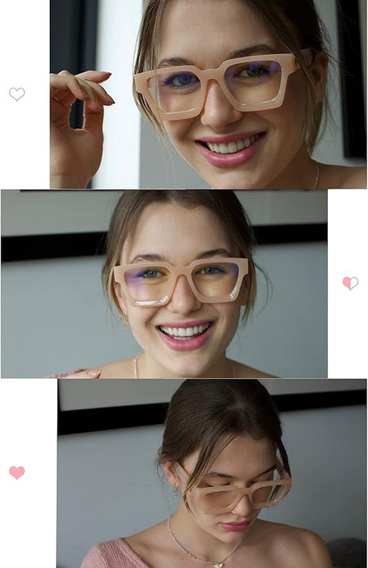 VISOONE Blue Light Blocking Glasses with TR90 Rectangle Frame and Chic Preppy Look for Women Men RIVER