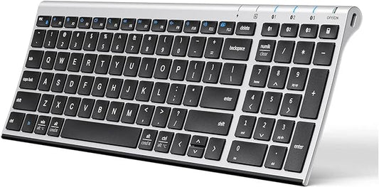 iClever BK10 Bluetooth Keyboard, Universal Bluetooth 5.1 Wireless Keyboard with Number Pad, Ergonomic Design, Multi-Device Compatibility, Stable Connection for Mac, iPad, iPhone, Android, Windows