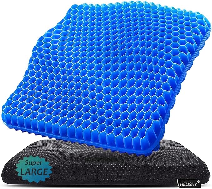 Gel Seat Cushion, Super Large Gel Cushion Chair Pads with Non-Slip Cover for Home Office Car Seat Wheelchair, Soft Breathable Honeycomb Seat Cushion for Relieve Hip Pain, As Seen On TV