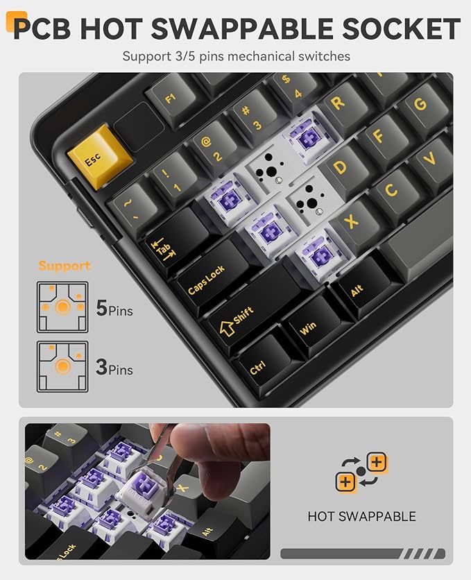 DAREU EK98pro Wireless Mechanical Keyboard,96% Creamy Gaming Keyboard with Number Pad,Tri-Mode BT/2.4GHz/USB-C,Pre-lubed Linear Switches,Gasket Structure,Hot Swappable Custom,Backlit for Win/Mac