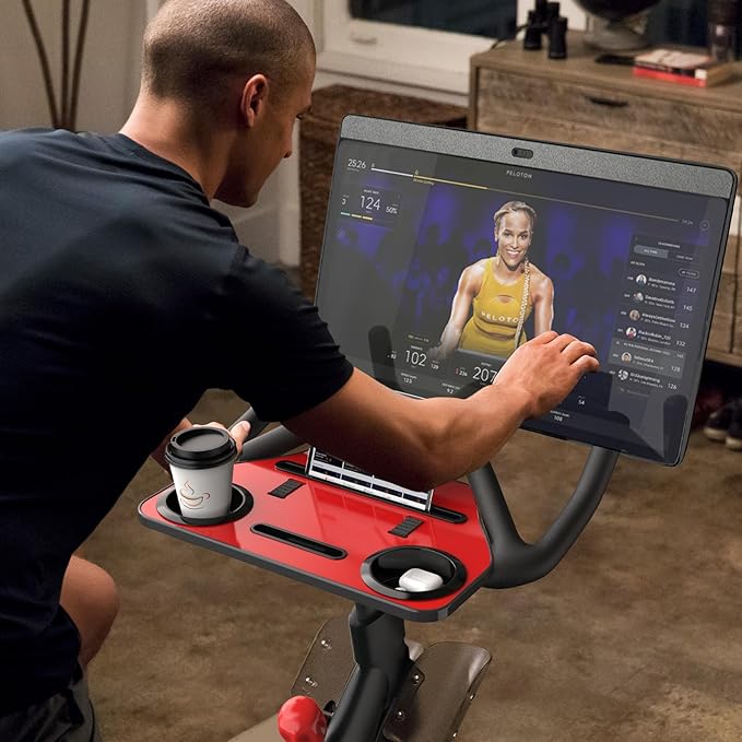 Desk Attachment for Peloton Bike+ (NOT Bike) Tray Holder for Phone, Cup, Tablet, Ergonomic Platform Tray Accessories for Peloton Spin Bikes(red)