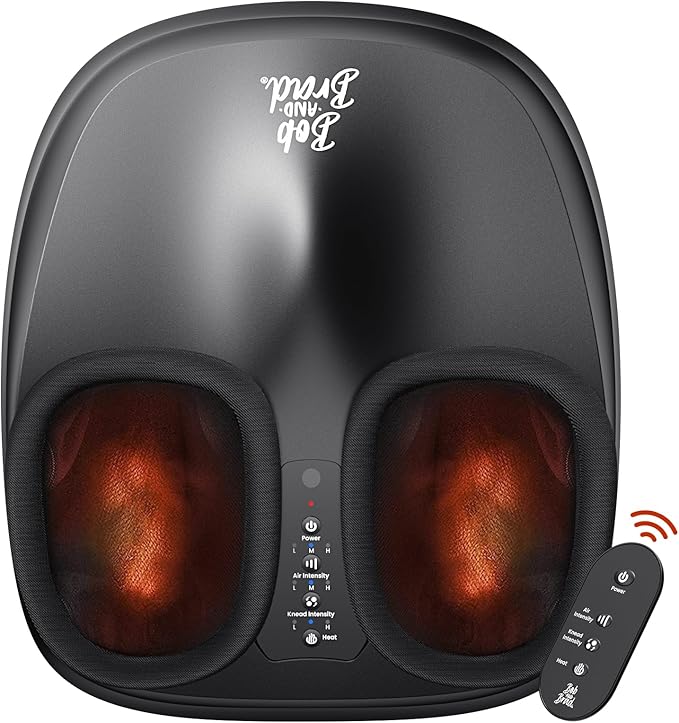 BOB AND BRAD Foot Massager with Heat and Remote,Shiatsu Deep Kneading Electric Feet Massager Machine for Plantar Fasciitis, Men Size 12