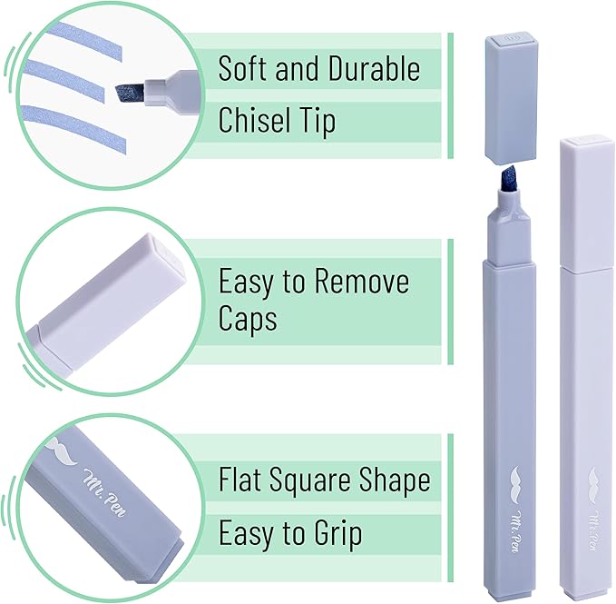 Mr. Pen- Aesthetic Highlighters, 8 pcs, Chisel Tip, Pastel Colors, Cute Highlighters Assorted Colors, Back to School Supplies