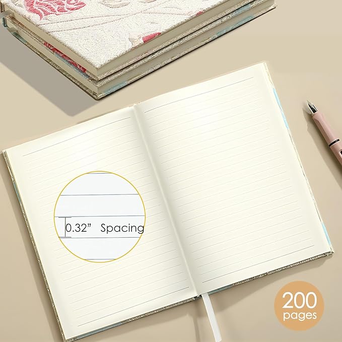 Journals for Women, Wide Ruled, A5, 6x8, Hardcover, Lay Flat, Writing Notebook, Personal Journal, Husband and Wife Journal, Anniversary Journal, Wedding Notebook, Red Rose Gifts for Her