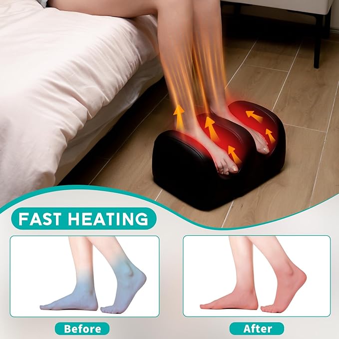Electric Foot Massager Machine with Heat, Shiatsu Kneading Feet and Calf Massagers for Relaxation, Plantar Fasciitis Relief, Deep Tissue Massage, Gifts for Mom & Dad, Wired Remote