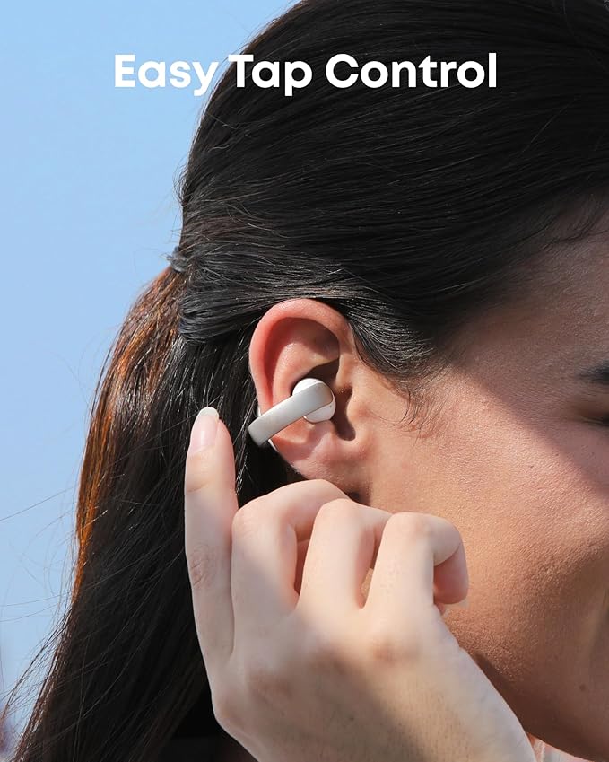 Soundcore AeroClip by Anker, Open-Ear Earbuds, Clip-On Headphones, Adaptive Comfort, Clear Calls with 4 Mics and AI, Stable Fit, 12mm Drivers for Powerful Bass, Hi-Res, Open-Ring Design
