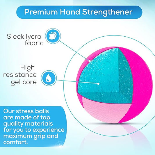 Serenilite Hand Therapy Exercise Stress Ball Bundle - Tri-Density Stress Balls for Adults & Grip Strengthening