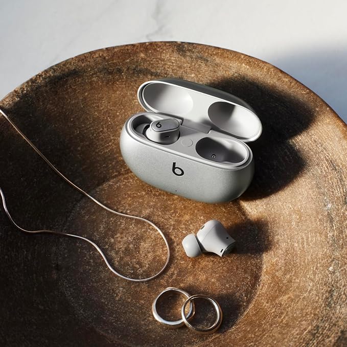 Beats Studio Buds + | True Wireless Noise Cancelling Earbuds, Enhanced Apple & Android Compatibility, Built-in Microphone, Sweat Resistant Bluetooth Headphones, Spatial Audio - Cosmic Silver
