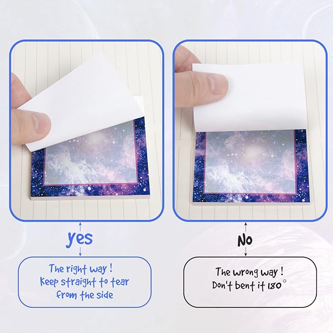 9 Pieces Galaxy Sticky Note Adhesive Galaxy Memo Notes Self-Stick Note Pads for Reminders, Study, Work, Office, School and Home, 9 Styles