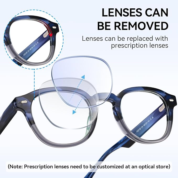 Dollger Blue Light Blocking Glasses For Woman Men Thick Frame Round Non-Prescription, pertain Computer Gaming，TV，Work