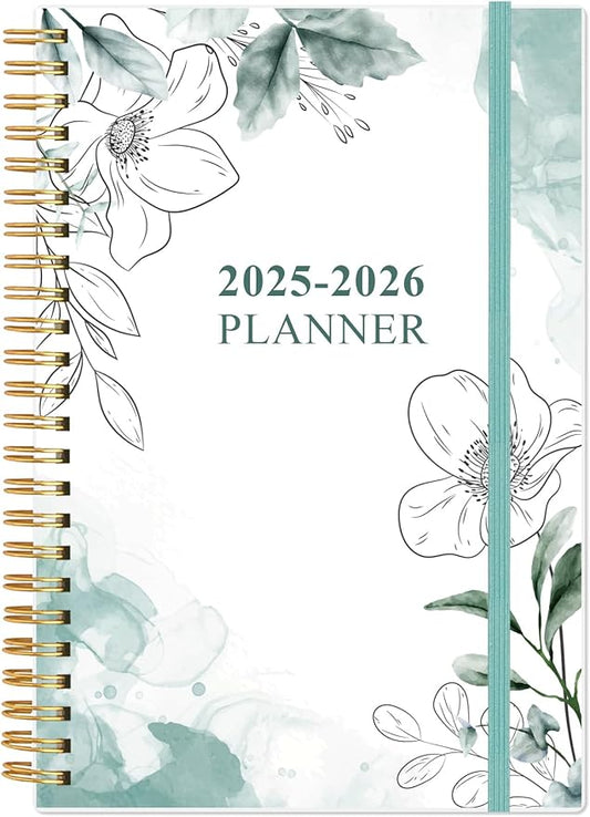 2025-2026 Planner - 18 Months Weekly & Monthly Planner from July 2025 - December 2026, Spiral Planner 2025-2026 with Elastic Closure, Inner Pocket, Medium 5.8" x 8.3", Teal Flower