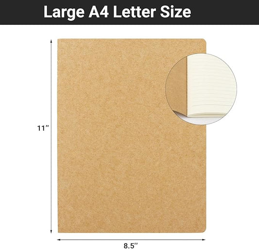 EUSOAR Notebooks College Ruled, 3 Pack A4 11" x 8-1/2", 40 Sheets/ 80 Pages, 100gsm Thick Paper, Notebook Bulk Journal Line Writing Pads, Drawing Sketchbook Subject for Office Business Work Supplies