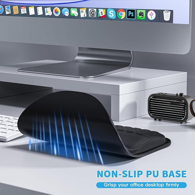 Mouse Pad with Wrist Rest, Ergonomic Mousepads with Wrist Support, Soft Lycra Fabric Memory Foam Office Desk Accessories for Comfort/Pain Relief/PC Gaming/Computer/Laptop (Black)