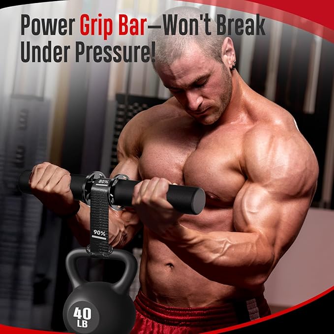 FitBeast Forearm Strengthener & Wrist Roller - Forearm Strength Trainer with Thickened Anti-Slip Grip Handles&Adjustable Strap, Perfect for Forearm Exercising, Boosting Grip Strength, Muscle Building