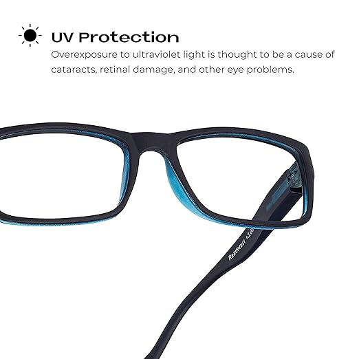 Readerest Blue Light Blocking Reading Glasses (Blue, 2.00 Magnification) Computer Eyeglasses With Thin Reflective Lens, Antiglare, Eye Strain, UV Protection, Stylish For Men And Women