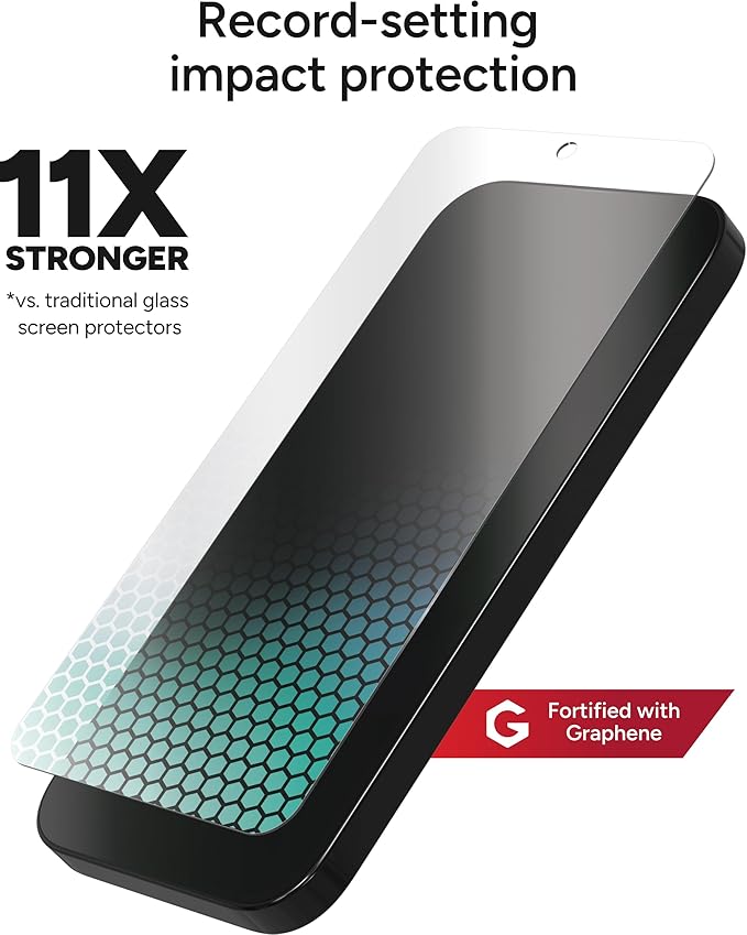 ZAGG XTR4 Screen Protector for iPhone 16e/ 14/ 13/ 13 Pro - 11x Stronger Tempered Glass, Blue Light Filtration, Anti-Reflective Technology, Graphene Reinforced, InvisibleShield, Easy Dust-Free Installation
