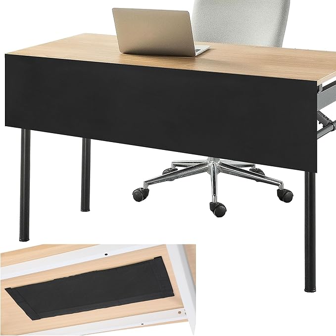 MABOZOO 60" Under Desk Privacy Panel and 28" Cable Management Net - 2pcs, Cord Organizer and Skirt for Home Office or Standing Workstation