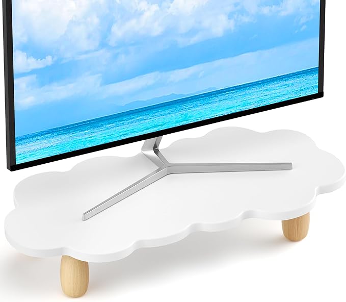 Monitor Stand Riser,Sheep-Shaped Sturdy Wood Computer Monitor Riser, Laptop Monitor Stand, Multi-Purpose Desktop Organizer Riser for Computer, Laptop, Printer, TV,,White