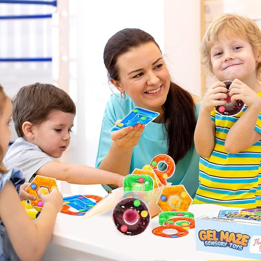 Sensory Toys for Kids Toddlers: Fidget Sensory Toys for Autistic Children Special Needs, Gel Filled Squishy Stress Toys for Autism / Anxiety Relief, Ideal Materials for Teaching/Learning Shapes Colors