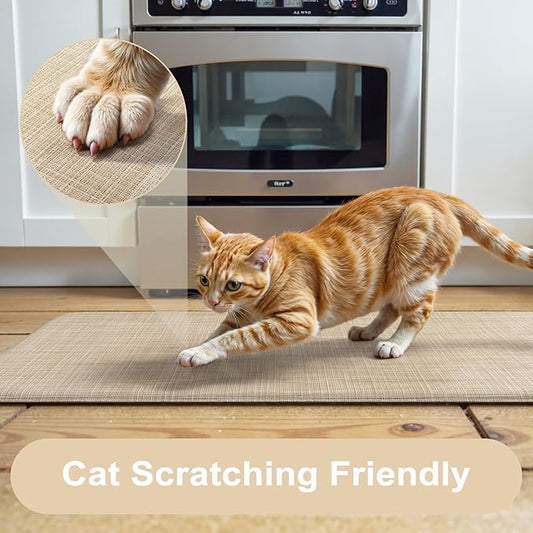 KIMODE Anti Fatigue Kitchen Mats 20"x47"+20"x32", Farmhouse Kitchen Rugs Sets of 2, Cushioned Non Skid Kitchen Mats for Floor, Comfort Kitchen Floor Mats for Sink Laundry Desk Beige