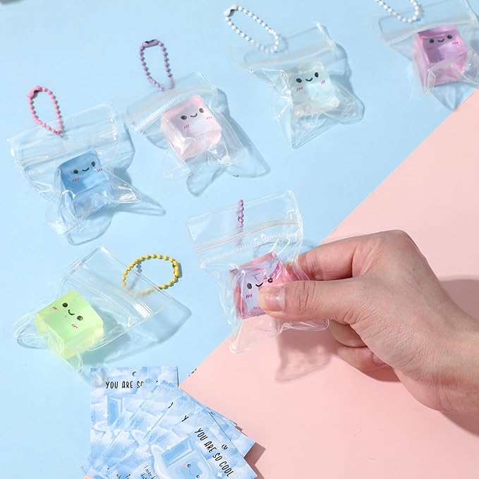 Wettarn 30 Sets Ice Cube Stress Balls Ice Fidget Squeeze Toys with Inspirational Support Card Positive Anxiety Relief Cube for Adults Appreciation Gift for Employee Coworker Office Teacher