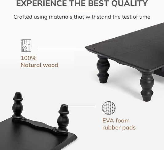 Anji Mountain Monitor Stand - Desktop Organizer & Laptop Riser, Ergonomic Monitor Riser, Space-Saving Monitor Stand for Desk, Durable Construction, Easy Assembly, Ideal for Home & Office,Black